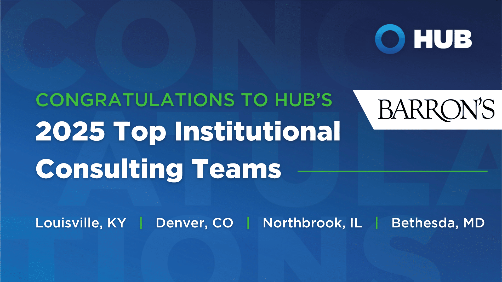 Four HUB RPW Teams Recognized as Barron’s 2025 Top 100 Institutional Consulting Teams