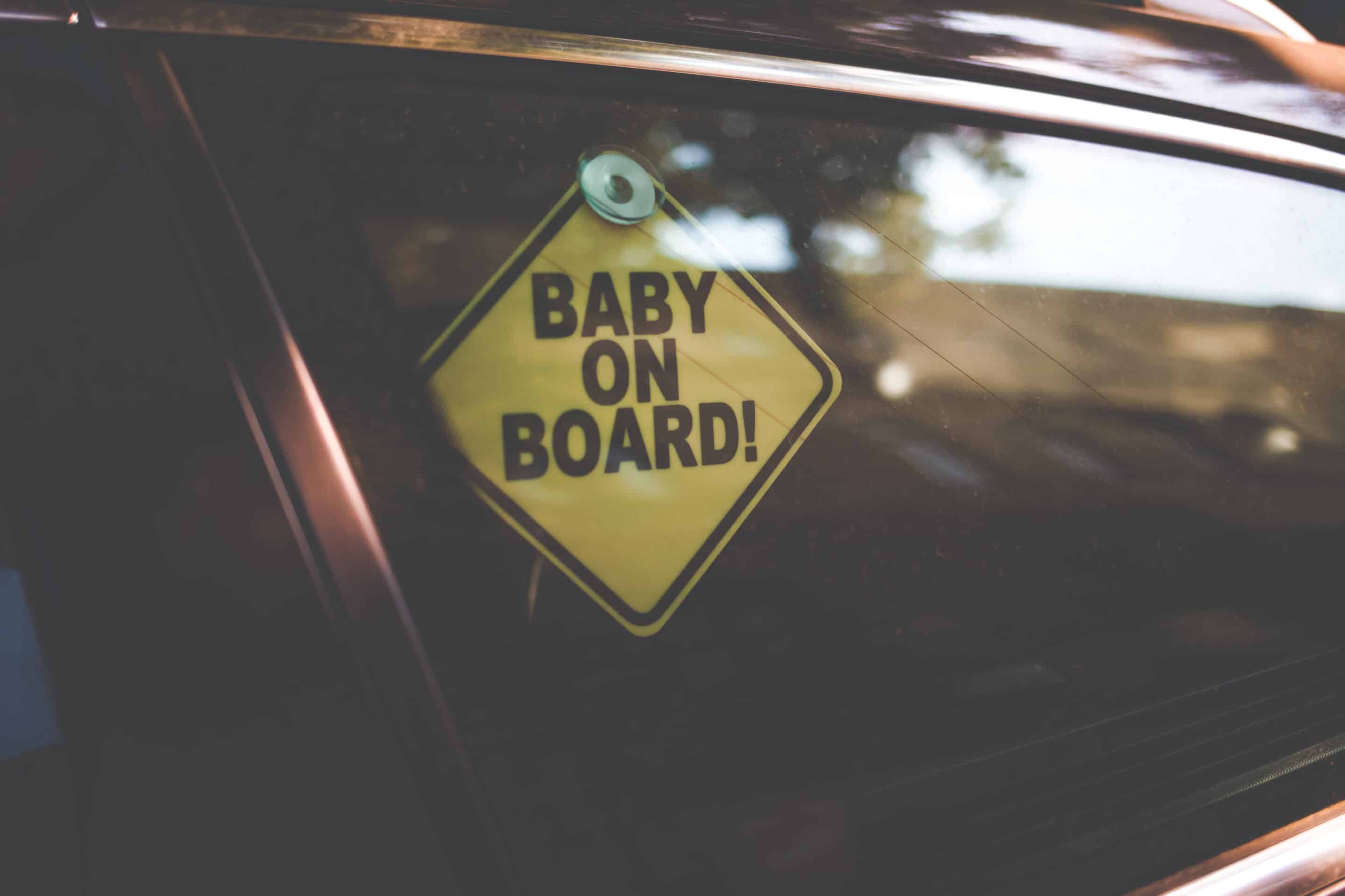 sign baby on board. warning about a child in the car. baby sign in car